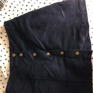 navy blue skirt with gold buttons